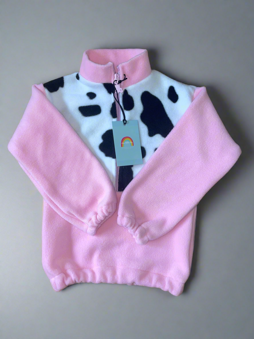 Pink cow fleece